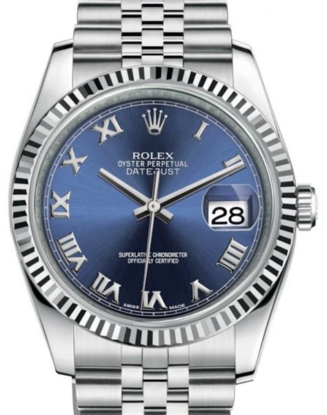 rolex datejust 36 blue dial roman numerals|Rolex 36mm Datejust for sale.